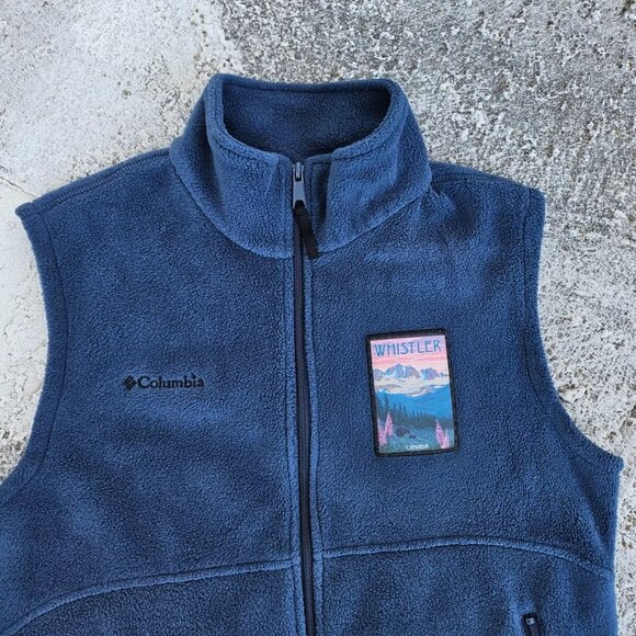 Columbia Women Vest Zip Up Blue Fleece Sleeve Less Jacket WHISTLER Coat Size M - Picture 4 of 10